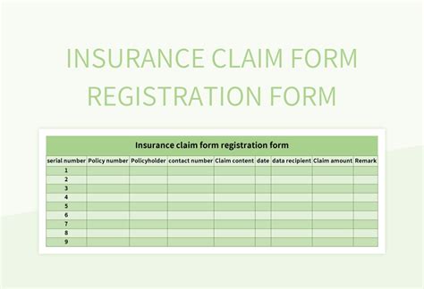 Insurance Claim Form Registration Form Excel Template And Google Sheets File For Free Download ...