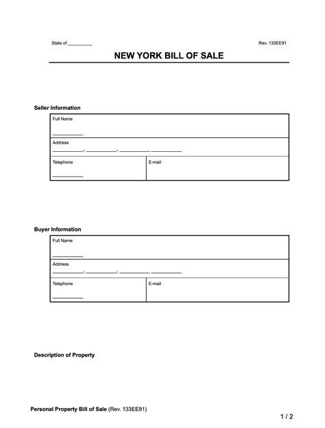 Free New York Motor Vehicle Bill Of Sale Form MV-912 PDF, 54% OFF