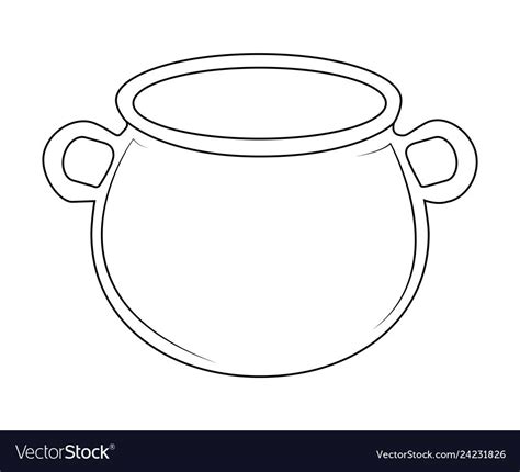 Empty witch cauldron, pot outline. Vector illustration isolated on white background. Download a ...