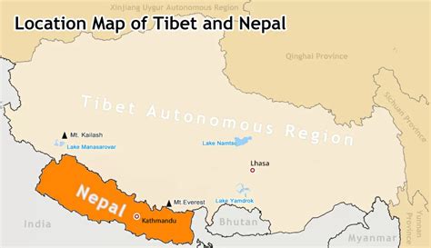 Tibet Nepal Map: Locations, Border and Tourist Map