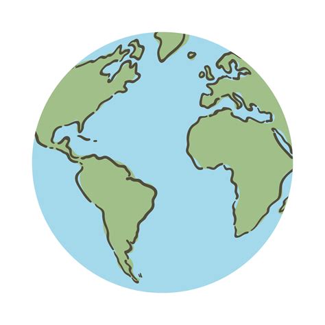 Globe world map. Planet earth flat vector illustration. Doodle map with ...