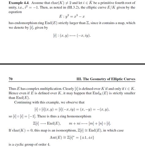 algebraic geometry - A question on an elliptic curve having endomorphism ring Z[i] - Mathematics ...