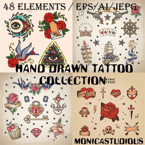 Old School / Vintage Style Sailor Tattoo Designs EPS Stylised Clipart ...