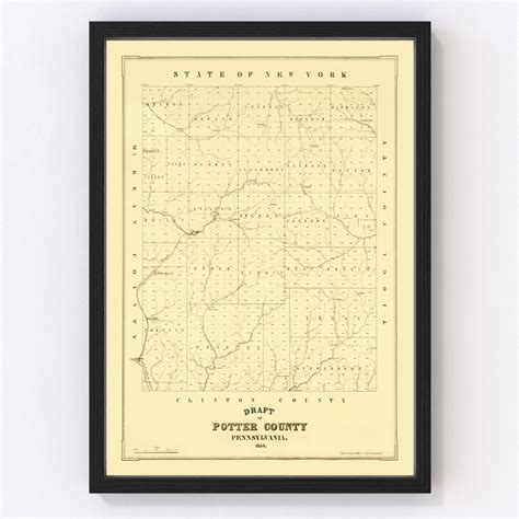 Potter County PA Map 1856 Old Map of Amarillo Pennsylvania Art Vintage ...