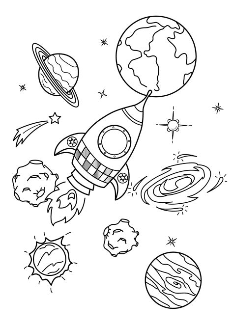 Spaceship And Planets Coloring Page - Free Printable Coloring Pages for ...