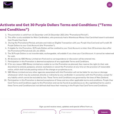 Purple Visa Activate New Card and Get $30 Purple Dollars (Warehouse ...