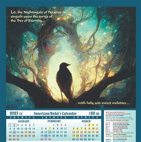 Bahai Calendar 2023-2024 - Calendar Printables