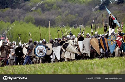 Warrior of medieval Europe. Medieval battle historical reconstruction – Stock Editorial Photo ...