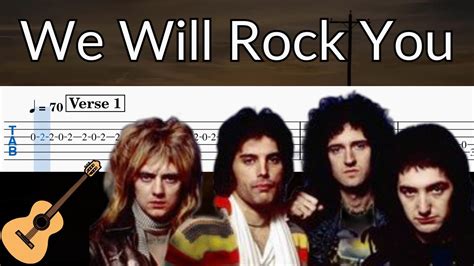 We Will Rock You - Guitar Solo Tab Easy - YouTube