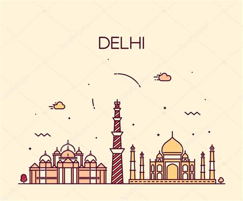 Delhi City skyline silhouette. — Stock Vector © grop #72756029