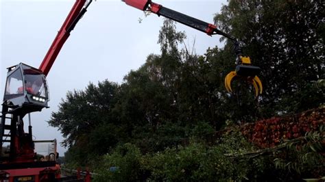 Grapple saw for tree removal - massive truck crane - YouTube