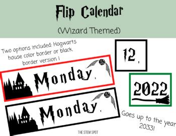 Flip Calendar 2023 - 2033 Harry Potter Wizard Theme by The STEM Spot