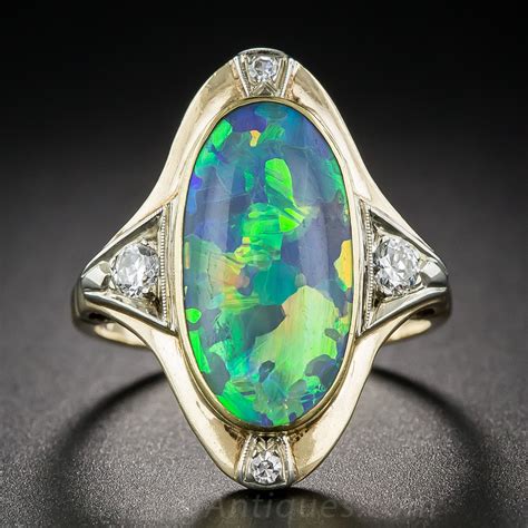 Vintage Opal and Diamond Ring