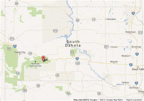 Map of Badlands National Park in South Dakota