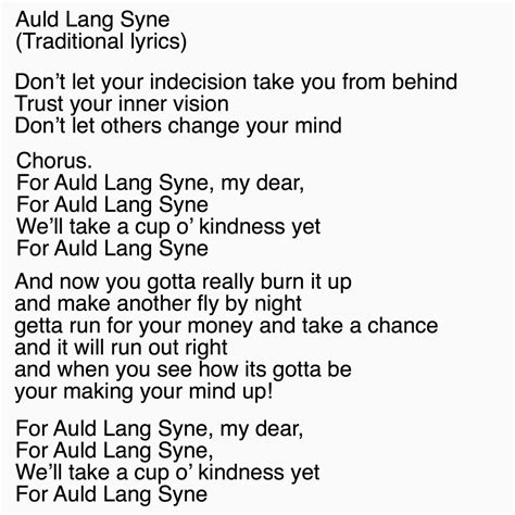 Same Auld Lang Syne Lyrics / Does anybody really know the words ...