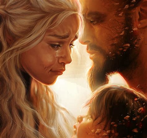 When the sun rises in the West, couple, khal drogo, daenerys, inna vjuzhanina, HD wallpaper | Peakpx