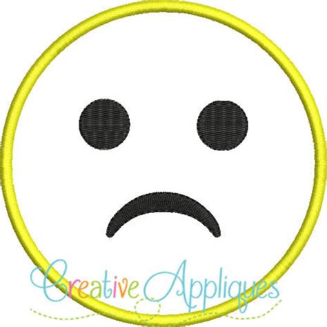 Emoji Sad Frown Frowning Digital Machine Embroidery Applique - Etsy