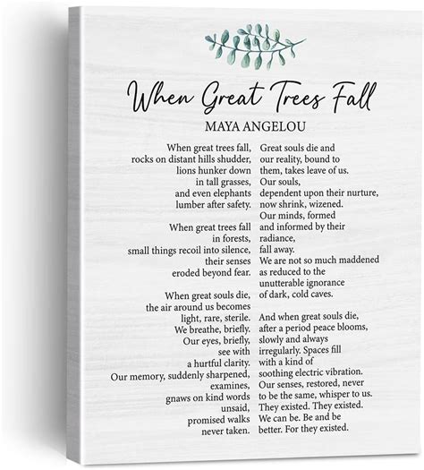 Buy When Great Trees Fall Poem By Maya Angelou Canvas Painting Framed ...