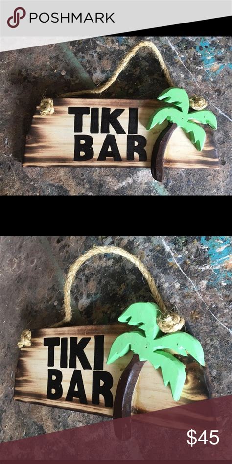 Solid wood hand made tiki bar wall decor sign | Tiki bar signs, Tiki bar, Bar wall decor