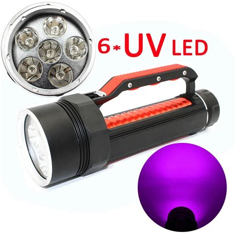 1800 lumens 6 x UV LED diving flashlight Waterproof underwater ...