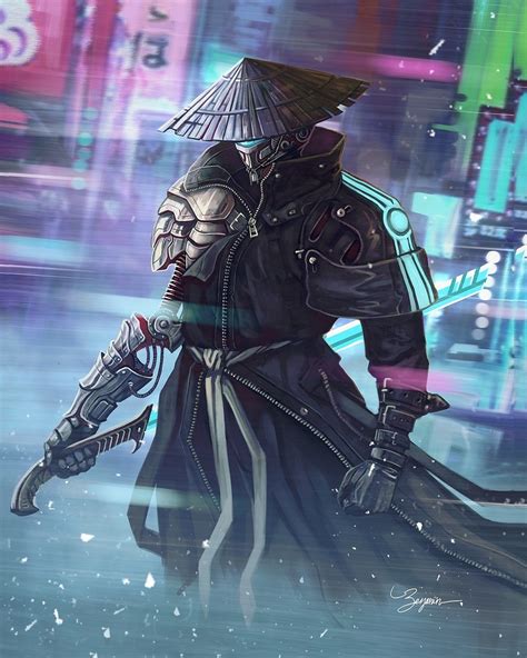 Download Futuristic Katana Cyberpunk Sci Fi Warrior Art