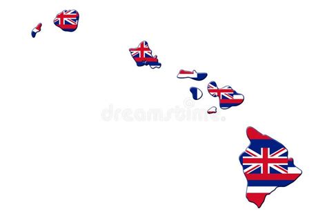 Map of Hawaii in the Hawaii Flag Colors Stock Illustration ...