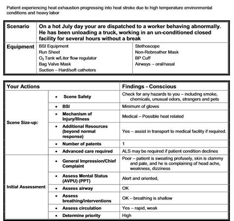 Scenario--medical-heat-exh-con_ds.pdf | Emt study, Emergency medical responder, Emt basic