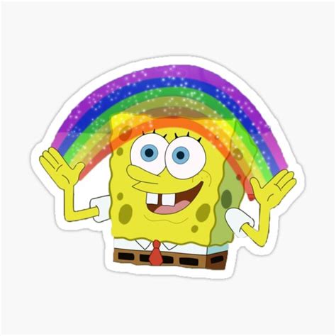 "Spongebob Rainbow meme" Sticker by MEMEZZONE | Redbubble