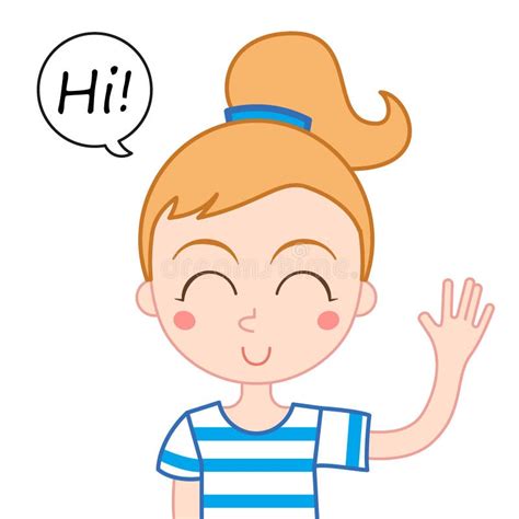 Little girl saying Hi stock vector. Illustration of bubble - 74257617