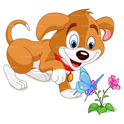 CLIPART HAPPY DOG PLAYING | Royalty free vector design | Cute animals, Cartoon dog, Butterfly vector