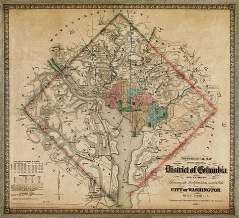 Vintage Topographical Map City of Washington District of Columbia ...