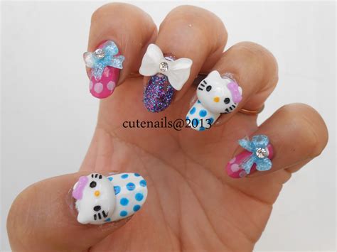 Cute nails: 3d hello kitty nail art