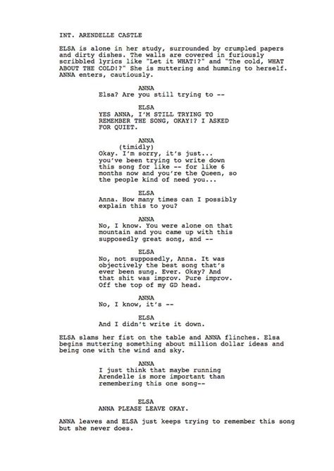 Your first look at the 'Frozen 2' screenplay we just made up | Screenplay, Script, Go to movies