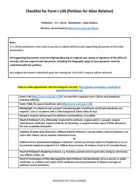 I 130 Checklist | PDF | Travel Visa | Government And Personhood