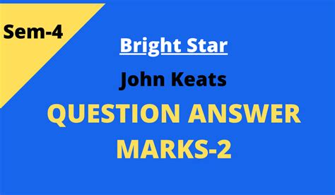 Bright Star Poem Questions and Answers |Marks-2 |John Keats