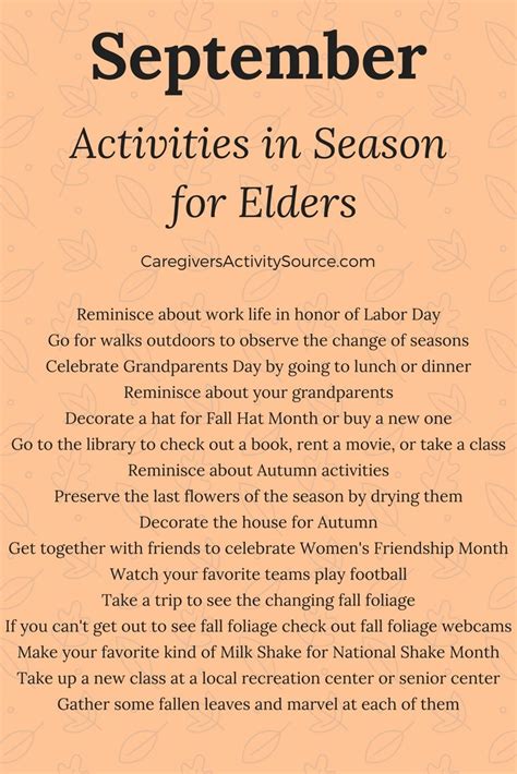 Fun Things to do in September with an Elder