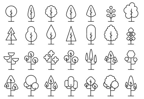 Premium Vector | Tree vector line icon set naturally beautiful symbol ...