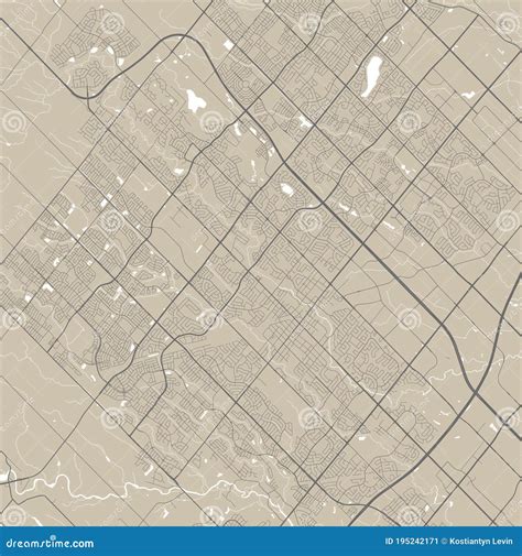 Detailed Map Of Brampton City, Linear Print Map. Cityscape Panorama ...