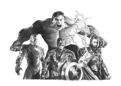 AVENGERS Pencil Drawing - Etsy UK