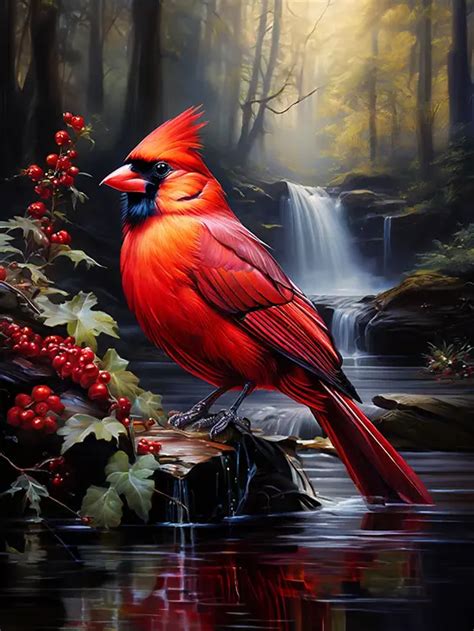 Cardinal Bird Painting Painting | Art Of Paint By Numbers