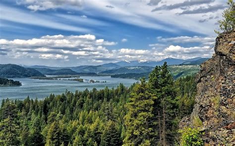 Fuzzy clouds above the Lake Coeur d'Alene wallpaper - Nature wallpapers ...