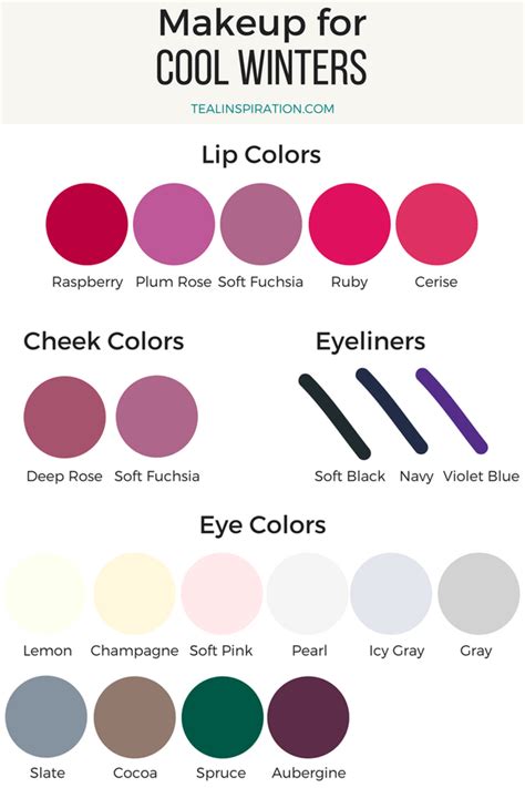 Cool Winter Makeup Colors | Autunno soft, Primavera trucco, Palette dei ...