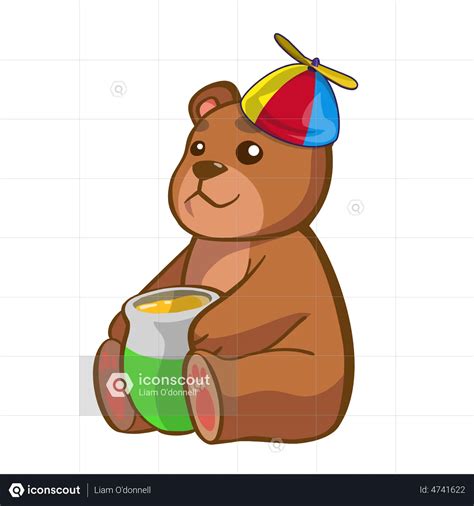 Cartoon Bear With Spinny Hat Animated Icon download in JSON, LOTTIE or MP4 format