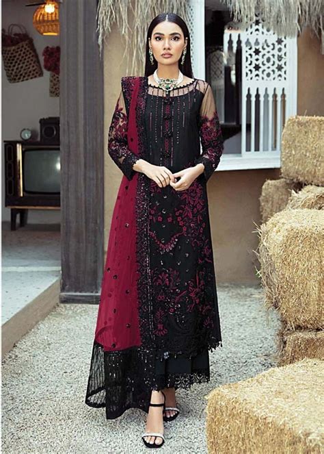 New Exclusive Black & Red Color Faux Georgette Salwar Suit