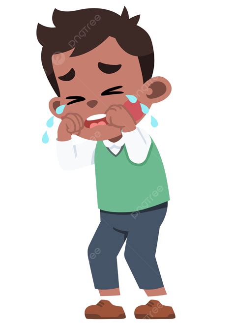 Kid Crying And Standing Drawn In Cute Style, Crying, Sad, Kid PNG ...