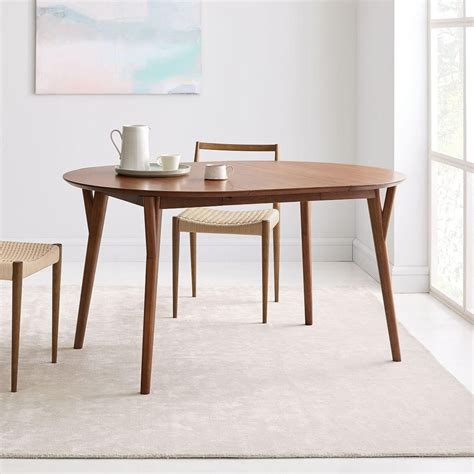 Mid-Century Rounded Expandable Dining Table