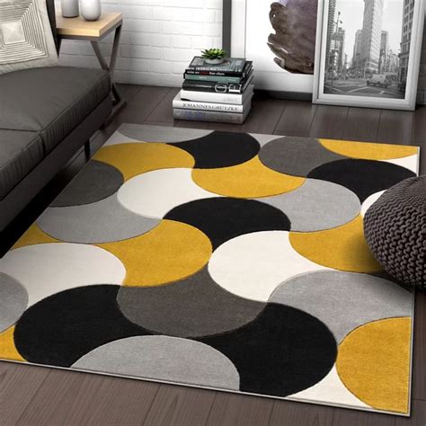 Helena Geometric Area Rug in Gold/Gray/Black | Rugs in living room ...