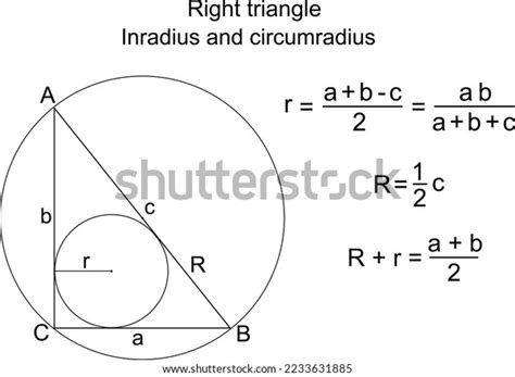 Inradius Circumradius Right Triangle Legs B Stock Vector (Royalty Free ...