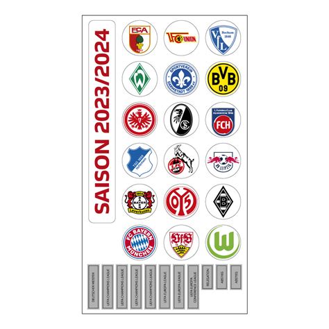 Bundesliga Magnettabelle – Vereinswappen (Saison 2023-2024) - Am Ball Com