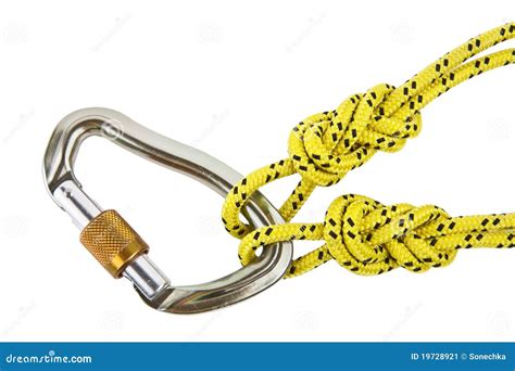 Climbing Knots And Carabiner Stock Image - Image: 19728921